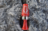 Red Pearl or White Pearl Acrylic Duck Call laser engraved with razorback